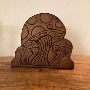 Wooden Mushroom Napkin holder, vintage